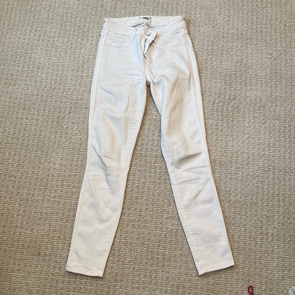 Paige 25 White Horton Ankle Jeans